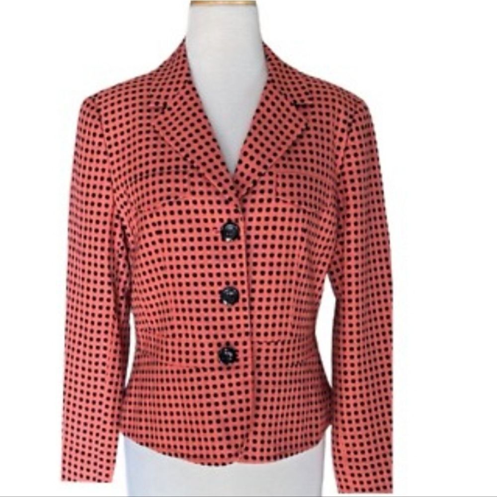 Emma James Coral Blk POLKA Dot Blazer